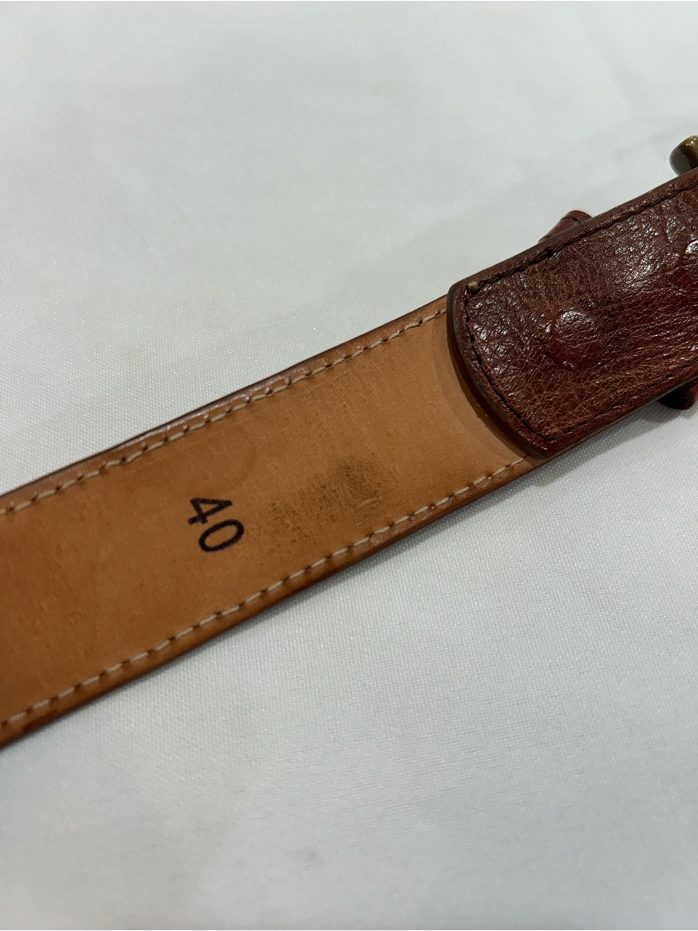 Tecovas Chestnut Brown Leather Belt with Brass-Tone Buckle - Picture 2 of 5